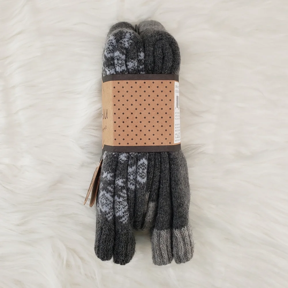 GAA HUU Socks Black Snowflake Wool Blend Socks 2 Pairs Outdoor Cottagecore Gift!
